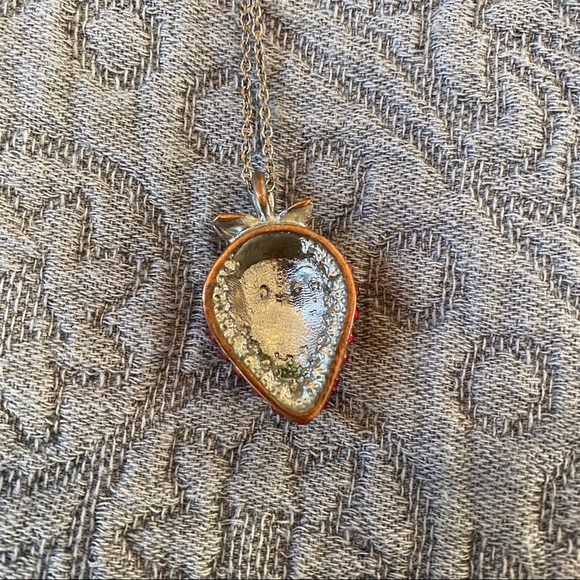 Red Rhinestone Strawberry Necklace - Picture 6 of 6